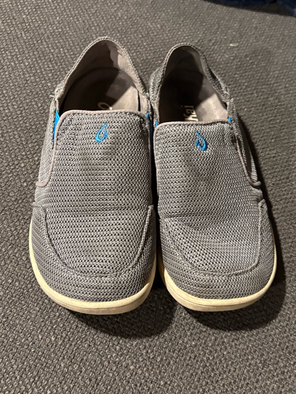 Olukai Boys Nohea Mesh Shoes Size 12 Gray Slip On